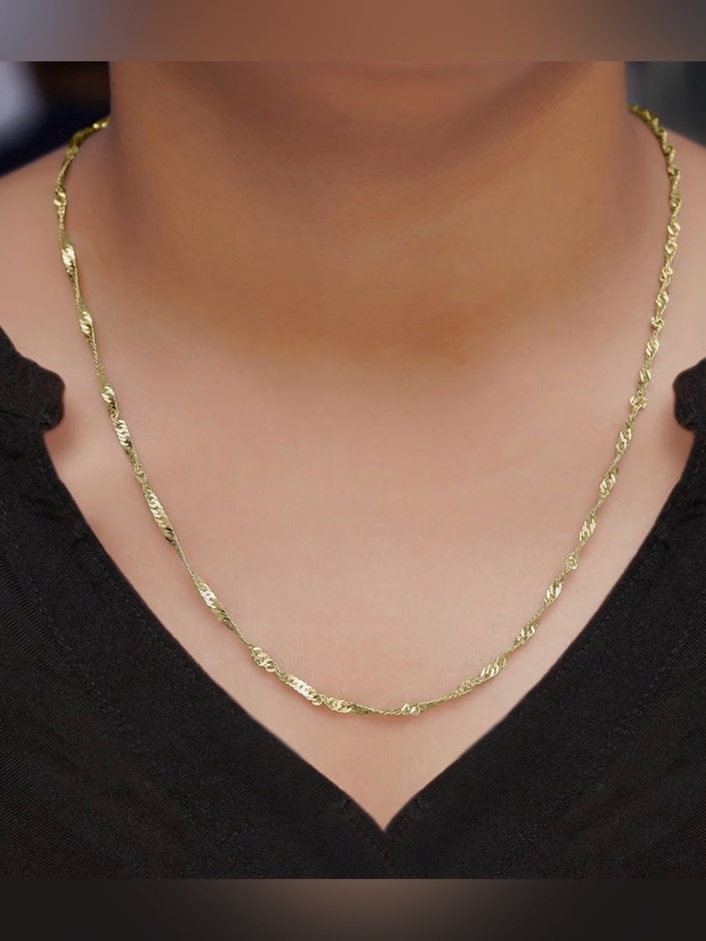 Gold Finish Singapore chain  22"